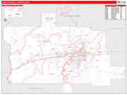 Lake Charles Metro Area Wall Map Red Line Style